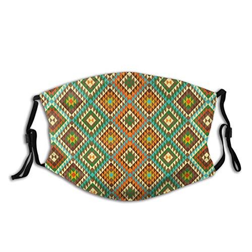 ETHAICO Mosaic Style Pattern with Ethnic Accents Symmetric Triangles Folkloric Elements?Dustproof Windproof Face MaskReusableWashable ClothFace CoverCover for Dust Men Women
