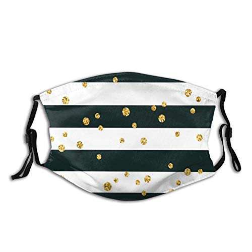 Comfortable Printed maskHorizontal Bold Lines And Stripes With Polka Dots Circles ImageWindproof Facial Decorations for Unisex Adults