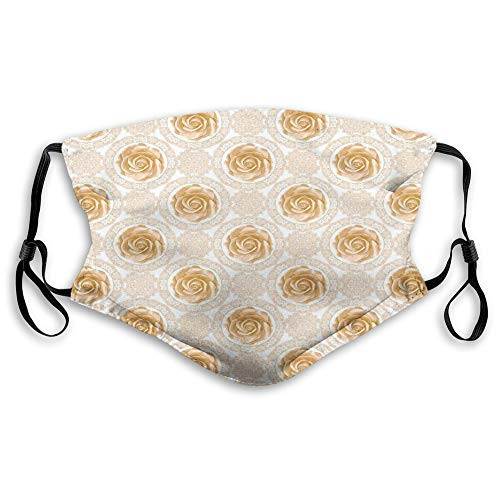 Comfortable Windproof mask?Vintage Rose Pattern Baroque Inspired Dated Royal Circle?Printed Facial decorations for adult