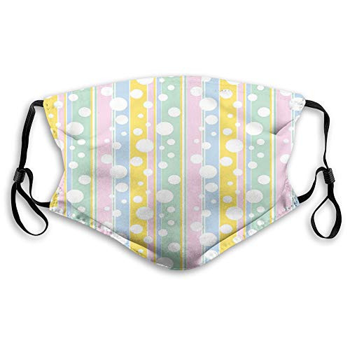 Comfortable Windproof mask?Simplistic Soft Toned Geometric Circles Color Bars Childish?Printed Facial decorations for adult