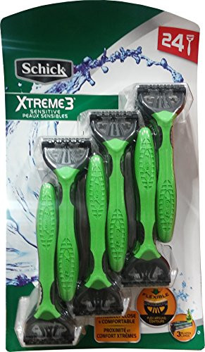 Schick Xtreme 3 Blade Sensitive Razor with Vitamin E  and  Aloe -24 Count-