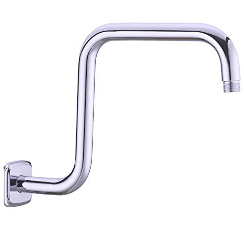 TRUSTMI 13 Inch Shower Arm with Flange Stainless Steel S-Shape Shower Head High Rise Extension Replacement Pipe Chrome