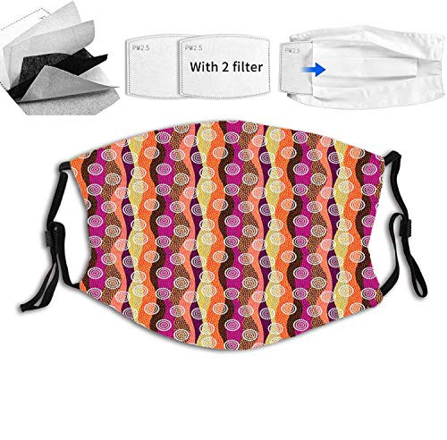 niBBuns Fashion East Asian Style Colorful Design with Multiple Dotted Wavy Stripes and Circles Face Mask Reusable Washable Masks Cloth for Men and Women
