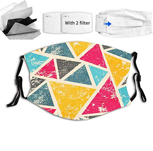 niBBuns Fashion Funk Art Stylized Abstract Geometric Grunge Triangles Murky Artistic Graphic Design Windproof Face MaskReusableWashable ClothFace Cover