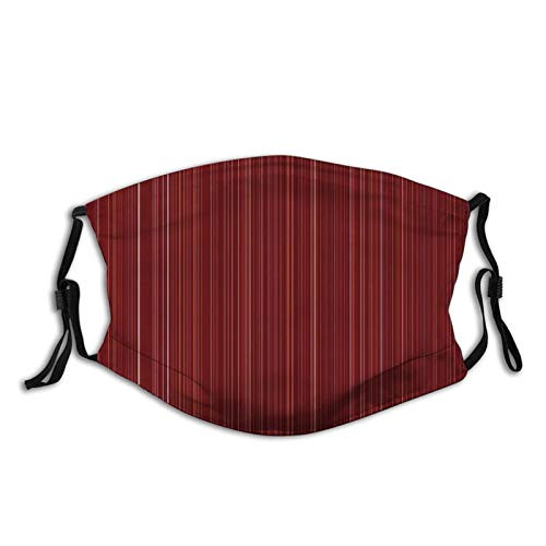 Mouth Cover for WomenFace Mask Reusable Washable Cloth for Men Maroon Classical Striped Display with Thin Lines Modern Fashion Repetitive Abstract Pattern Maroon