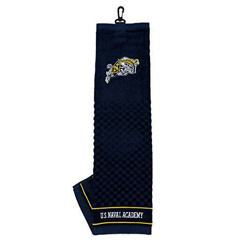 Team Golf NCAA Navy Midshipmen Embroidered Golf Towel Checkered Scrubber Design Embroidered Logo