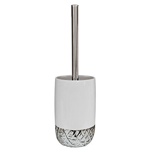 nu steel Bali Bowl Brush by The Tatara Group, White/Chrome