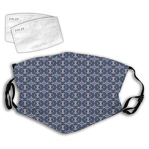 Circles Overlapping Round Figures in Abstract Design Repeating Pattern Retro Reusable Face Mask Balaclava Washable Outdoor Nose Mouth Cover for Men and Women