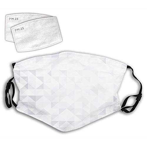 Geometric Poly Artsy Triangles Abstract Pattern in Many Shades of Grey Reusable Face Mask Balaclava Washable Outdoor Nose Mouth Cover for Men and Women.M