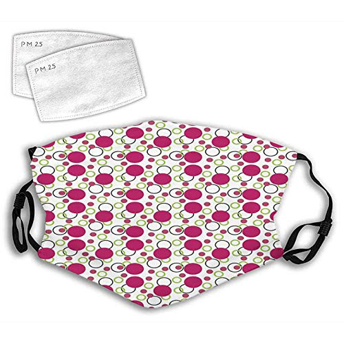 Geometric Retro Composition with Circles and Dots Spotty Pattern Reusable Face Mask Balaclava Washable Outdoor Nose Mouth Cover for Men and Women.S Geometric Retro Composition with Circles and Dots Spotty Pattern Reusable Face Mask Balaclava Washable Outdoor Nose Mouth Cover for Men and Women.S