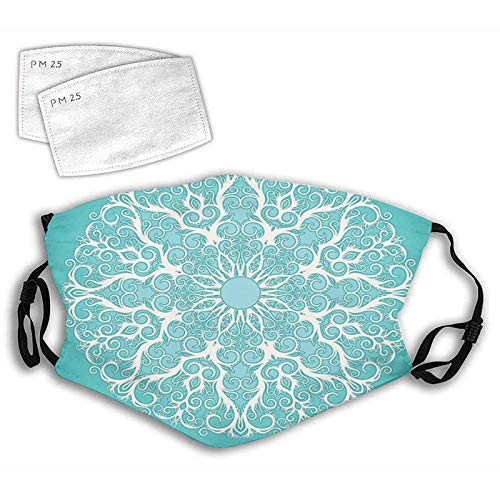 Round Curving Tree Branches Pattern Infinite Life Circle Symmetrical Cuves Floral Design Reusable Face Mask Balaclava Washable Outdoor Nose Mouth Cover for Men and Women.S