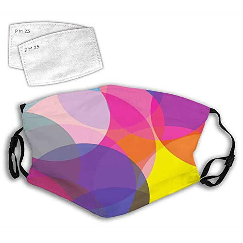 Abstract Colorful Circles Pattern Superimposed Geometric Shapes Illustration Reusable Face Mask Balaclava Washable Outdoor Nose Mouth Cover for Men and Women Abstract Colorful Circles Pattern Superimposed Geometric Shapes Illustration Reusable Face Mask Balaclava Washable Outdoor Nose Mouth Cover for Men and Women
