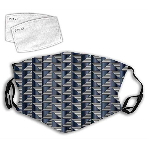 Symmetrical and Geometrical Pattern with Rhombus Triangle Shapes Stripes Reusable Face Mask Balaclava Washable Outdoor Nose Mouth Cover for Men and Women Symmetrical and Geometrical Pattern with Rhombus Triangle Shapes Stripes Reusable Face Mask Balaclava Washable Outdoor Nose Mouth Cover for Men and Women