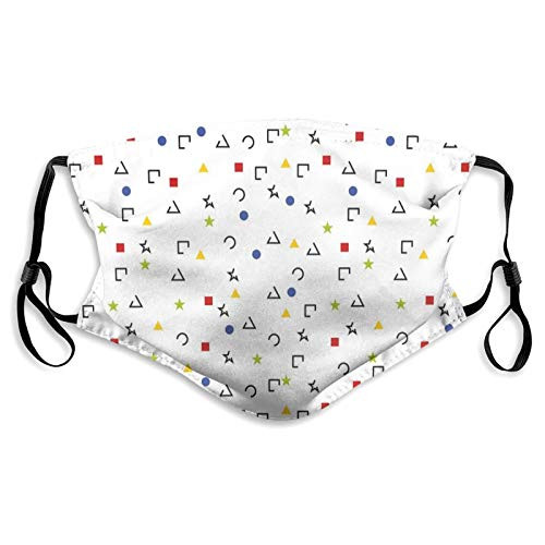 Abstract Triangle Square Star Circle Dot Figures Symbols Forms Artistic DesignReusable Face Mask Balaclava Washable Outdoor Nose Mouth Cover for Boys GirlsS