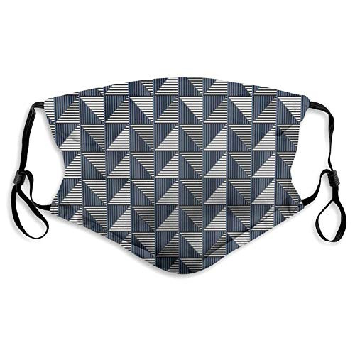 Symmetrical And Geometrical Pattern With Rhombus Triangle Shapes StripesReusable Face Mask Balaclava Washable Outdoor Nose Mouth Cover for Men and WomenM