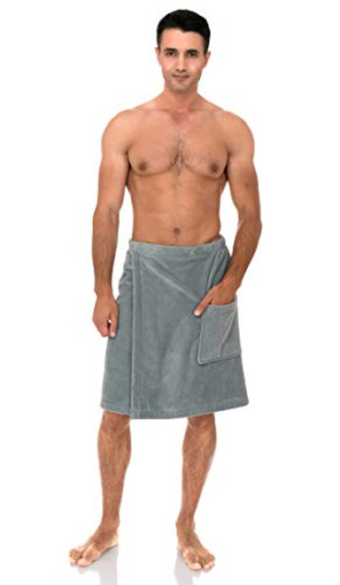 TowelSelections Mens Wrap Shower and Bath Terry Velour Towel Large/X-Large Quarry TowelSelections Mens Wrap Shower and Bath Terry Velour Towel Large/X-Large Quarry