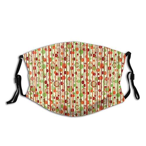 Comfortable Windproof mask?Abstract Stripes And Circles Retro Design Inspirations In Colorful Illustration?Printed Facial decorations for adult