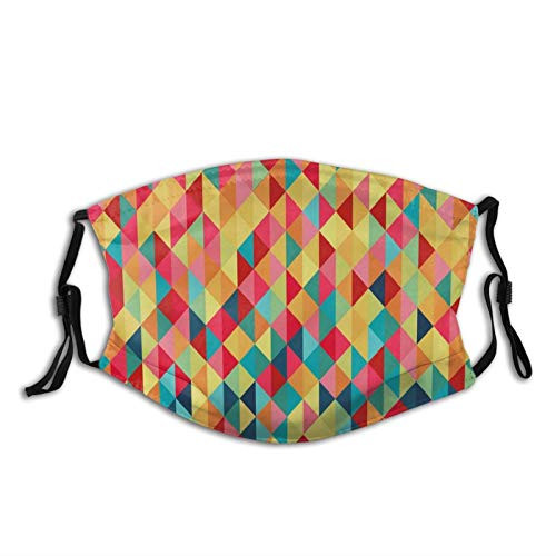 ETHAICO Triangle Formed Fractal Geometric Figures with Aztec Culture Effects Western Print?Dustproof Windproof Face MaskReusableWashable ClothFace CoverCover for Dust Men Women