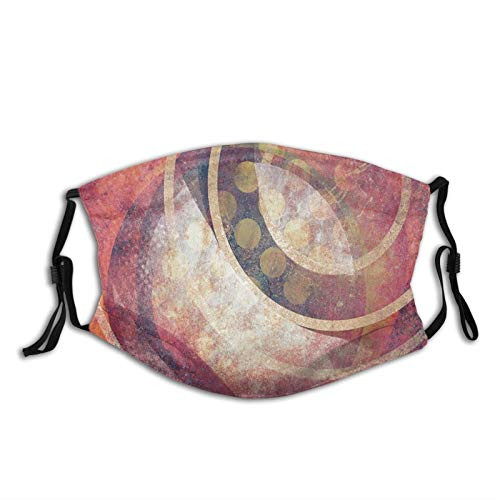 Comfortable Windproof mask?Grunge Circles Ancient Aged Display Dynamic Artistic Old Fashioned Retro Elements?Printed Facial decorations for adult
