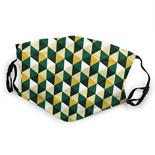 Activated Carbon Funny maskAbstract Triangle Pattern In Green And Yellow Shades With Retro Modern DesignPrinted Facial decorations for kids child