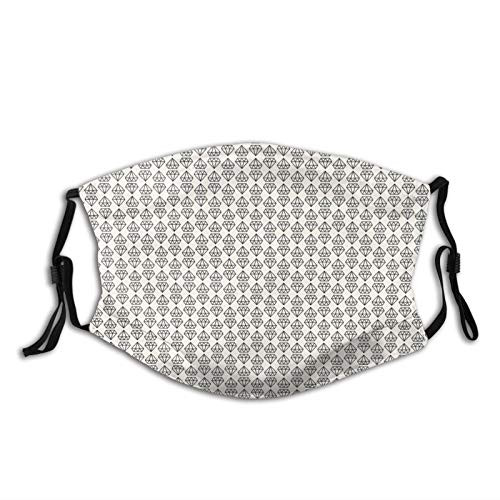 ETHAICO Monochrome Geometrical Design with Herringbone Pattern Triangles Abstract Pattern?Dustproof Windproof Face MaskReusableWashable ClothFace CoverCover for Dust Men Women