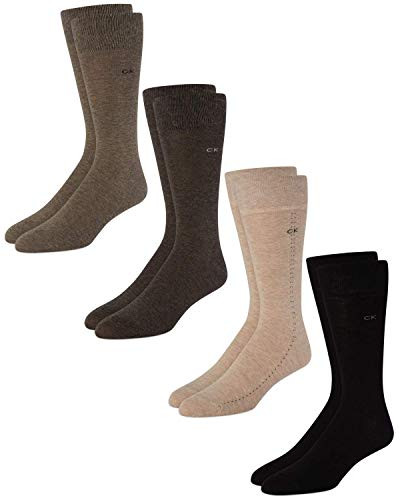 Calvin Klein Mens Socks  4 Pack Mid-Calf Diamond Patterned Crew Socks Size Shoe Size 7-12 Khaki