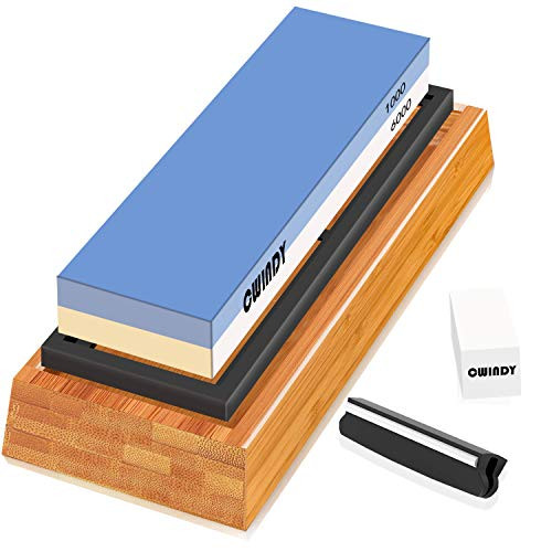 CWINDY 1000/6000 Grit Sharpening Stone Whetstones Knife Sharpening Stones Waterstones Wetstones Wet Stones Knife Sharpener Stones Angle Guide Bamboo Base and Fix Stone Included CWINDY 1000/6000 Grit Sharpening Stone Whetstones Knife Sharpening Stones Waterstones Wetstones Wet Stones Knife Sharpener Stones Angle Guide Bamboo Base and Fix Stone Included