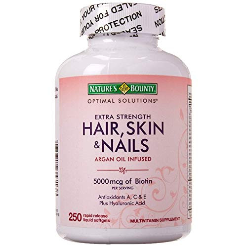 Natures Bounty Hair Skin and Nails 5000 mcg of Biotin - 250 Coated Softgels Regular and Extra Strength Natures Bounty Hair Skin and Nails 5000 mcg of Biotin - 250 Coated Softgels Regular and Extra Strength