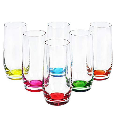 Suwimut 6 Pack Highball Glasses 12 oz Clear Tall Glassware Drinking Glass Cup for Water Juice Beverage Mojito Whiskey Cocktails Dishwasher Not Recommended