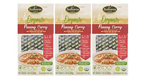 Sutharos Organic Thai Panang Curry Meal Kits -3 Pack- Vegan Gluten Free Imported from Thailand Easy to Cook Comes with Organic Coconut Milk Panang Curry Paste Herbs  and  Spices -Panang Curry-