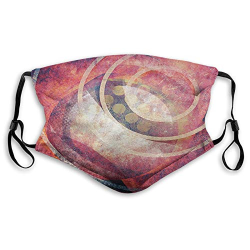 Comfortable Windproof maskGrunge Circles Ancient Aged Display Dynamic Artistic Old Fashioned Retro ElementsPrinted Facial decorations for adult