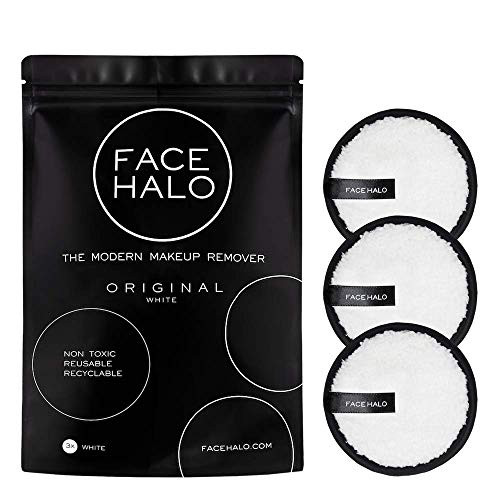 Face Halo - Reusable Makeup Remover Pads Round Makeup Remover Pads for Heavy Makeup  and  Masks - Microfiber Makeup Remover Wipes for Mascara Eye Shadow Foundation -Original - 3 Pack-