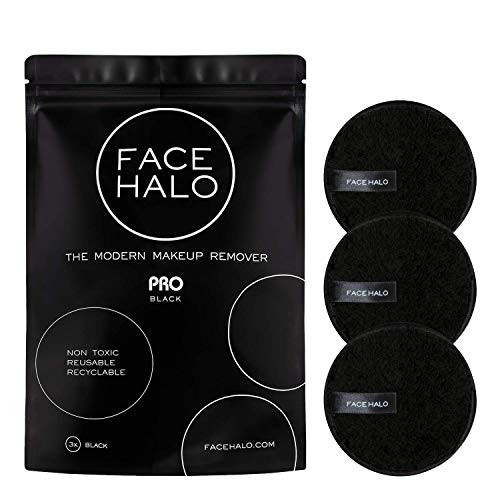 Face Halo - Reusable Makeup Remover Pads Round Makeup Remover Pads for Heavy Makeup  and  Masks - Microfiber Makeup Remover Wipes for Mascara Eye Shadow Foundation -PRO - 3 Pack-