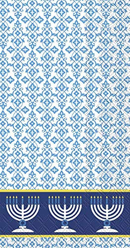 Ideal Home Range 3-Ply Paper Festival of Lights 16 Count Guest Towel Napkins Blue Set of 2