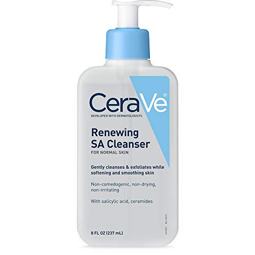 CeraVe Salicylic Acid Cleanser - 8 Ounce - Renewing Exfoliating Face Wash with Vitamin D for Normal Skin - Fragrance Free