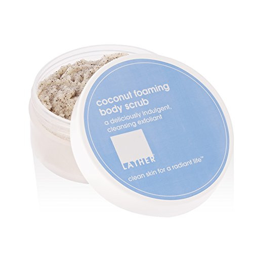 LATHER Coconut Foaming Body Scrub 4 oz - a unique and luxurious multi-purpose foaming body scrub and cleanser
