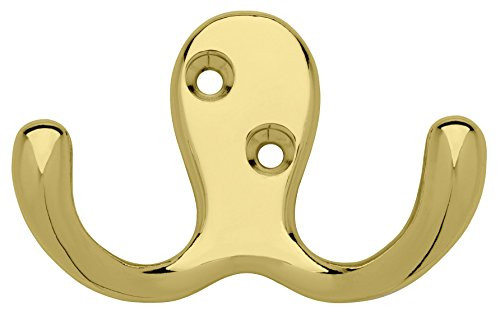 Liberty Hardware B59104Z-PB-C Double Prong Robe Hook, Polished Brass