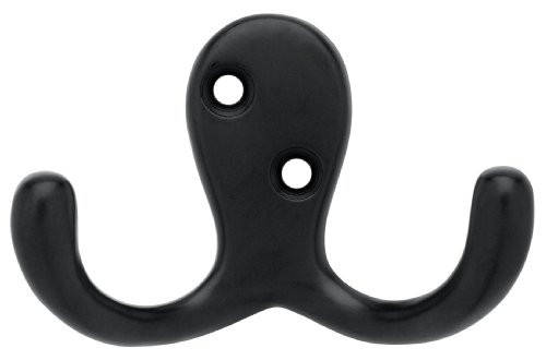 Liberty Hardware B59104Z-FB-C Double Prong Robe Hook, Flat Black