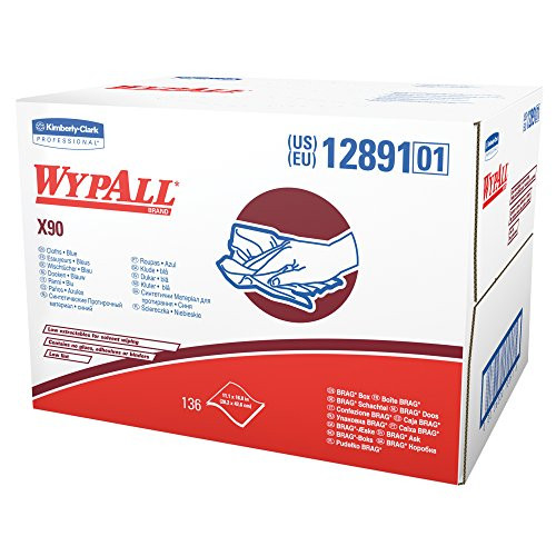 Wypall X90 Extended Use Cloths -12891- Reusable Wipes BRAG BOX Blue Denim 1 Box / Case 136 Sheets / Box