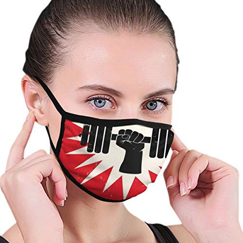 Comfortable Windproof Sports Mask Reusable Face Mask Grunge Display of Hand Lifting Dumbbell Effect Workout Vintage DesignPrinted Facial Decorations for Adult