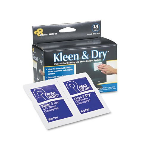 Kleen  and  Dry Screen Cleaner Wet Wipes Cloth 5 x 5 14/Box