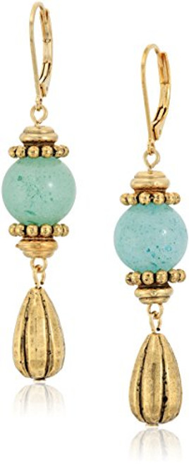 1928 jewelry 14k gold dipped genuine semi precious gemstone aventurine drop earrings 1928 jewelry 14k gold dipped genuine semi precious gemstone aventurine drop earrings