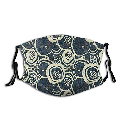 niBBuns 2021 New Year Wood Pattern Nature Inspirations Circles of A Tree Abstract Style Windproof Face MaskReusableWashable ClothFace Cover