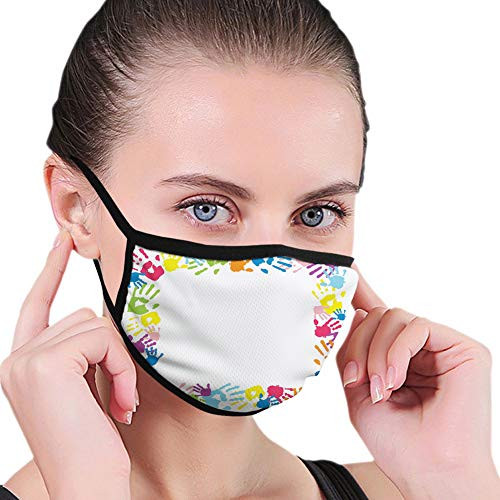 Comfortable Activated Carbon mask Happy Childhood Themed Frame with Handprints in Rainbow Colors Grunge DisplayFashion Facial decorations for Man and woman Comfortable Activated Carbon mask Happy Childhood Themed Frame with Handprints in Rainbow Colors Grunge DisplayFashion Facial decorations for Man and woman