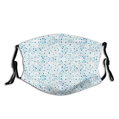 Reusable Face Mask Balaclava Washable Outdoor Nose Mouth for Men and Women Overlapping Circles Intersecting with Little Rounds Spots