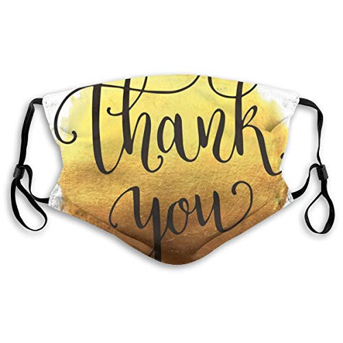 Activated Carbon Windproof mask?Golden Yellow Tone Round Paint Backdrop With Cursive Wording?Facial decorations for Unisex