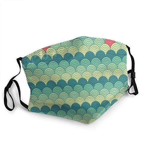 niBBuns Comfortable Half Circles and Spiral Lines Ocean Waves Inspired Simplistic Pastel Color DesignFace Mask Reusable Washable Masks Cloth for Men and Women