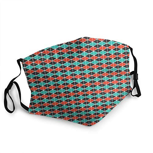 niBBuns 2021 New Year Zigzag Lines with Triangles and Hexagons Abstract Shapes PatternDustproof Windproof Face MaskReusableWashable ClothFace CoverCover for Dust Men Women