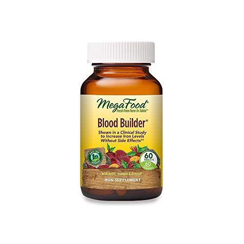 MegaFood Blood Builder Iron Supplement Support Energy and Combat Fatigue without Nausea or Constipation Non-GMO Vegan 60 Tablets