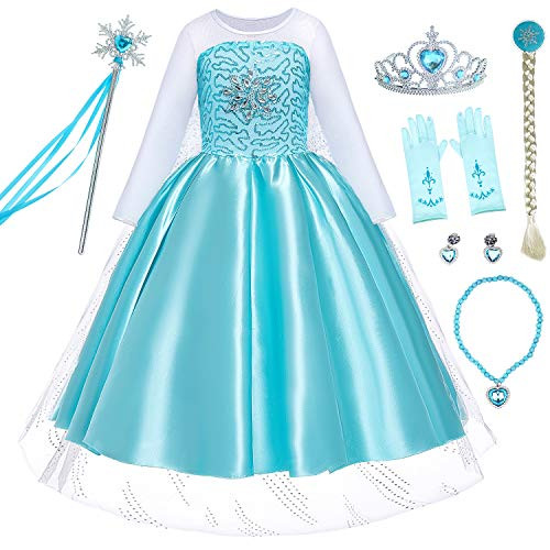 Party Chili Princess Costume Dress Up for Little Girls with GlovesCrownWandWigNecklace Accessories-4 5-